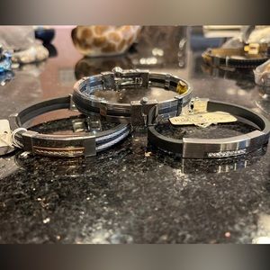3 stainless steel bracelets for men.